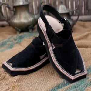 Kaptaan Chappal – Black Suede
