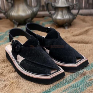 Kaptaan Chappal – Black Suede