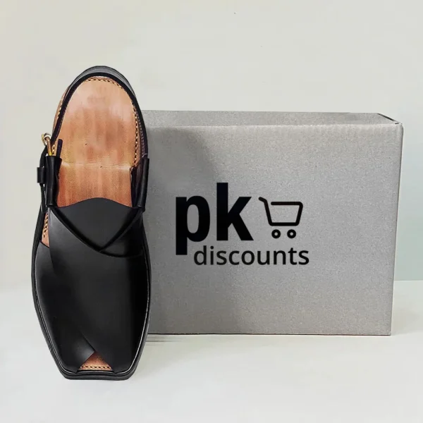 Black Peshawari chappal Gol T Chappal