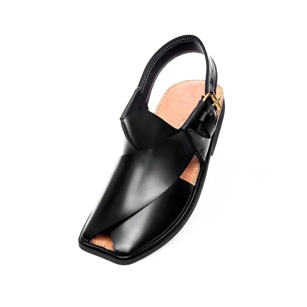 Black Peshawari chappal Gol T Chappal